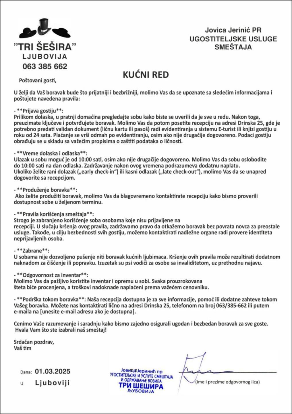 Tri Sesira Ljubovija Hotell Eksteriør bilde